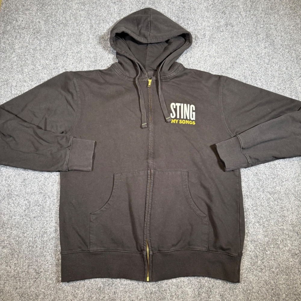 Sting My Songs Concert Tour Zip Up Hoodie Mens XL Black Graphic Sweatshirt